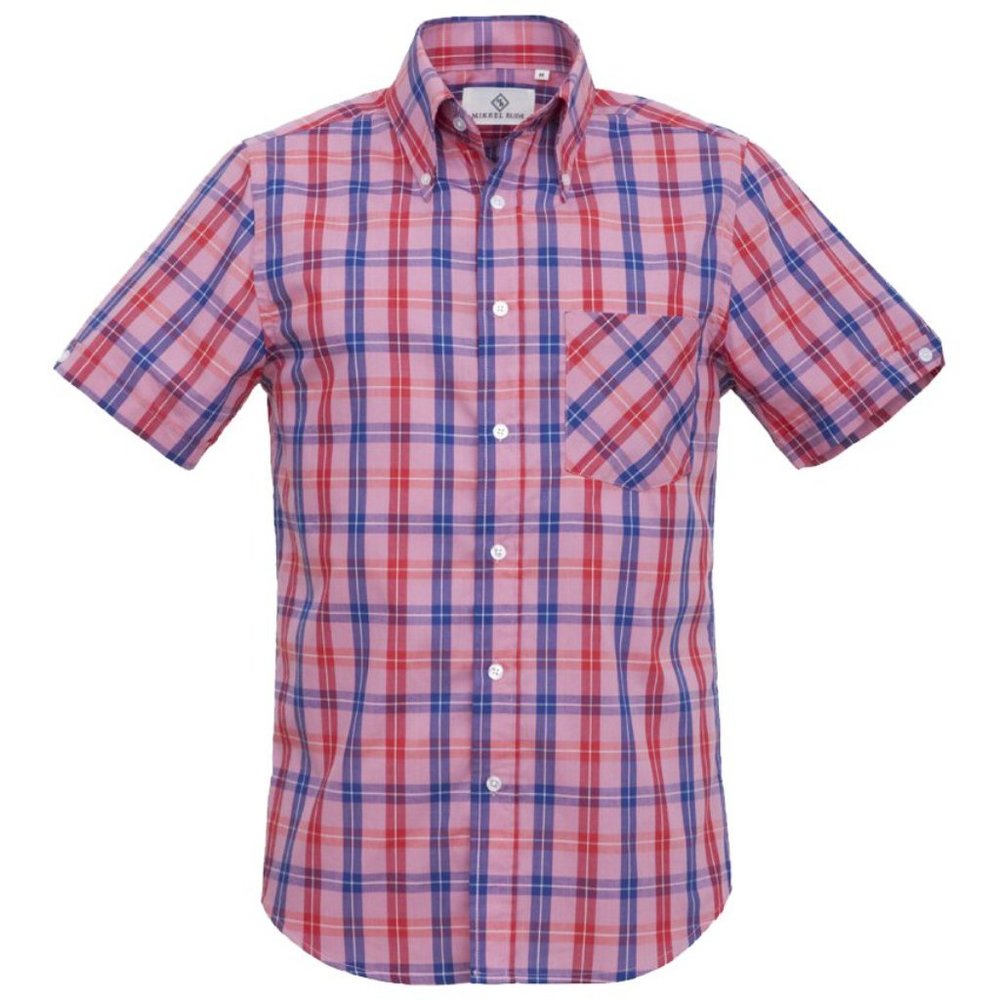 Mikkel Rude Mod Skin Retro 60's Button Down S/S Check Shirt Pink